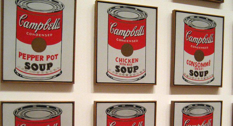 Quelles sont les six couleurs sur l'étiquette de soupe classique de Campbell?